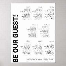 8 bord Enkel Vit Bröllops sittplatsschema Poster