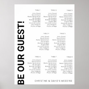 8 bord enkelt sittdiagram i vitt Bröllop Poster