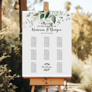 8 bord grönt elegant bröllop-sätesdiagram poster