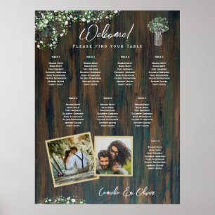8 Bord Rustic Wood Gypsophila PHOTO SEATING Foam Poster