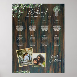 8 Bord Rustic Wood Gypsophila PHOTO SEATING Poster