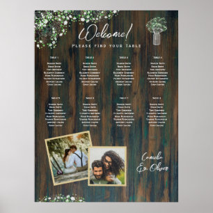 8 Bord Rustic Wood Gypsophila PHOTO SEATING Poster