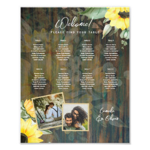 8 Bord Rustic Wood SUNFLOWERS FOTO SEATTE