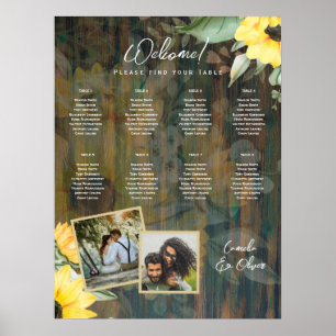 8 Bord Rustic Wood SUNFLOWERS FOTO SEATTE Poster