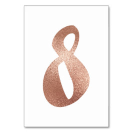 8 Bordsnummer Vit metall Rosa ros Guld