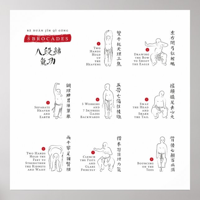 8 Brocades Ba Duan Jin QiGong Poster (Framsidan)