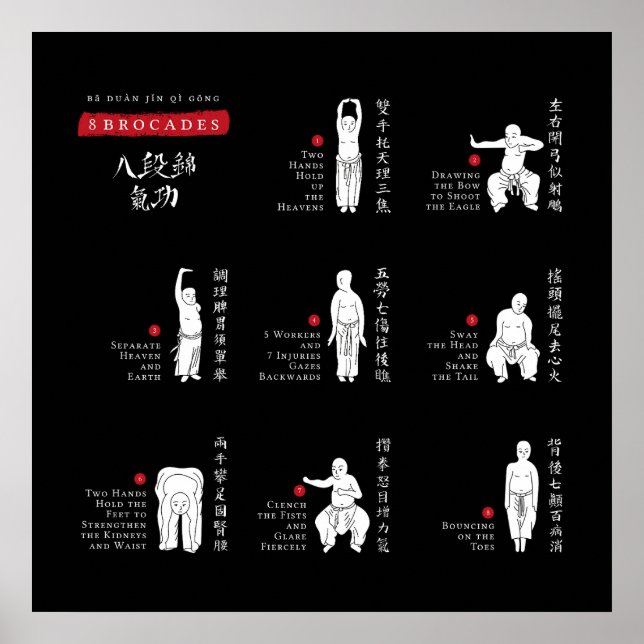 8 Brocades Ba Duan Jin QiGong Poster (Framsidan)