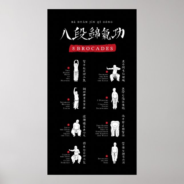 8 Brocades Ba Duan Jin QiGong Poster (Framsidan)