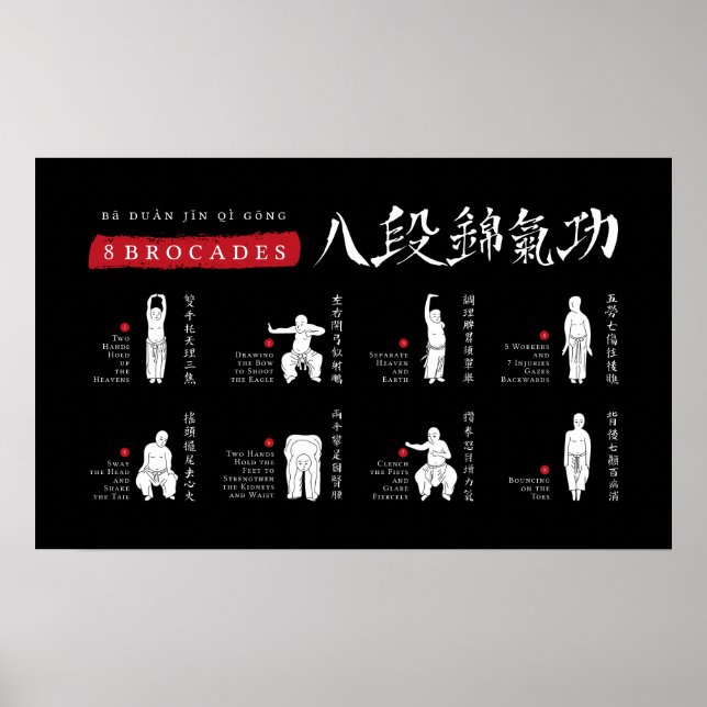 8 Brocades Ba Duan Jin QiGong Poster (Framsidan)