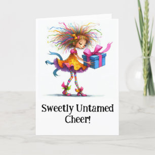 * 8 Colorful Whimsical jul Girl Gift AP97 Tack Kort