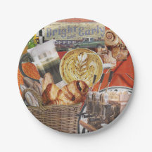 8 Dessert Storlekt Pappert Tallrikar med kaffetema