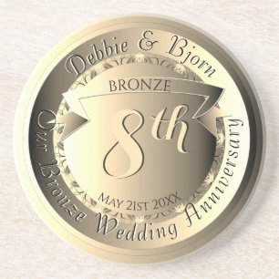 8:e års bröllopsdag Bronsmedaljong Bild Underlägg