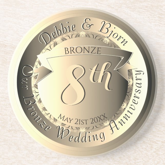 8:e års bröllopsdag Bronsmedaljong Bild Underlägg (Framsidan)