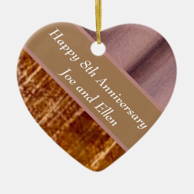 8:e årsdagen, bronze och Pottery Julgransprydnad Keramik (Framsidan)