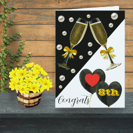 8:e årsjubileet Card-Pearl, Vin Glass & Hearts Kort