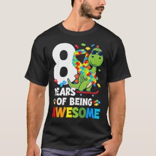 8:e Autism Födelsedagsfest Åtta År Gammal Autist T Shirt