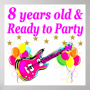 8:E BIRTHDAY ROCKSTJÄRNA ROCK N ROLL DESIGN POSTER