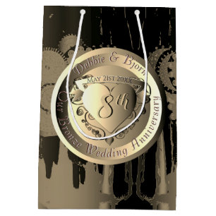 8:e Bröllop-årsdagen Bronze Heart Medallion Med