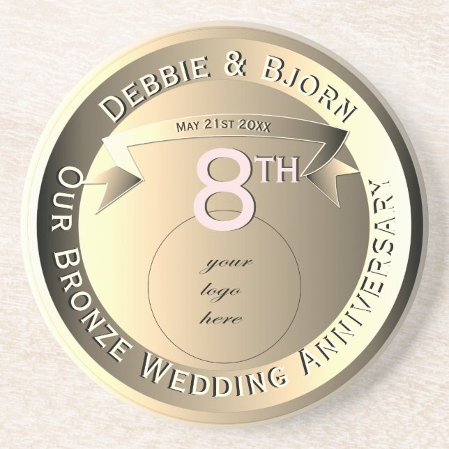 8:e Bröllop-årsdagen Bronze Medallion Image Underlägg (Framsidan)