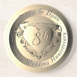 8:e Bröllop-årsdagen Bronze Medallion Image Underlägg