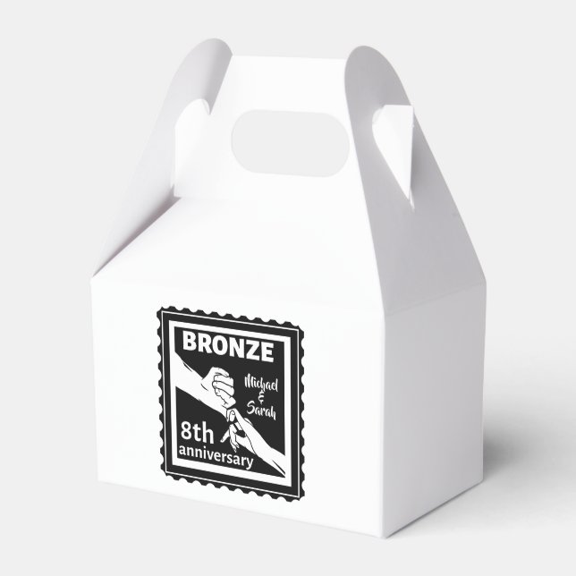 8:e bröllop-årsdagen, traditionell presentbrons presentaskar (Framsidan Sidan)