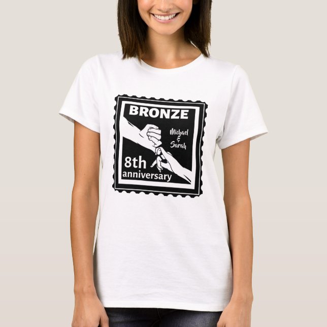 8:e bröllop-årsdagen, traditionell presentbrons t shirt (Framsida)