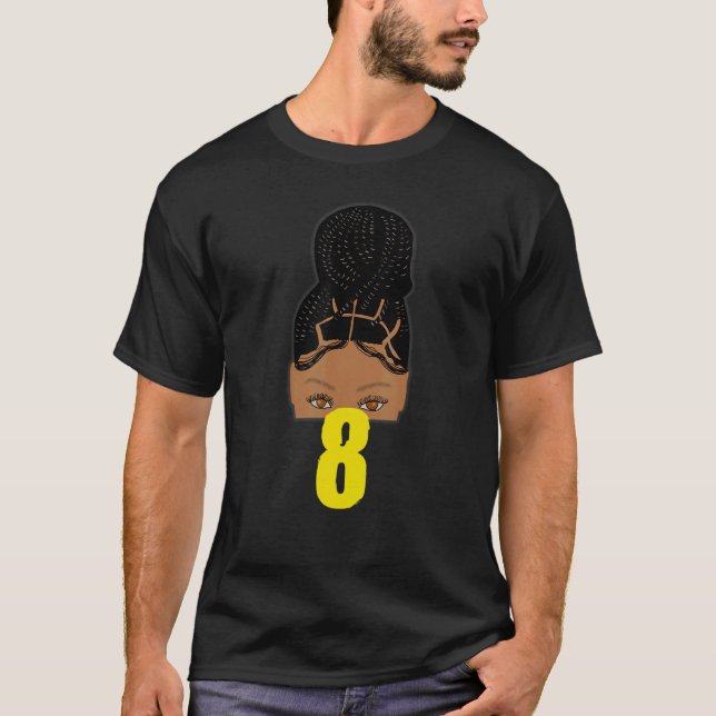 8:e födelsedag Afrikansk amerikansk ung flicka Bra T Shirt (Framsida)