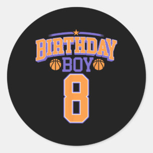 8:e födelsedag Basketball Älskare 8 år gammal dag Runt Klistermärke