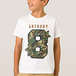 8:e födelsedag Camo and Stars eget namn V01H T-shirt