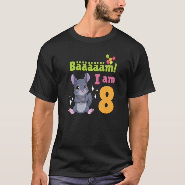 8:e födelsedag Chinchilla, Födelsedagsfest 8 år T Shirt (Framsida)