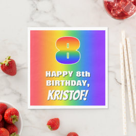 8:e födelsedag: Färgfull, Roligt Rainbow Mönster # Pappersservett