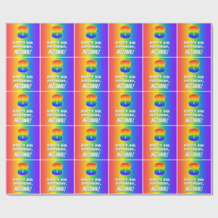 8:e födelsedag: Färgfull, Roligt Rainbow Mönster # Presentpapper