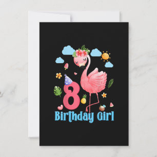 8:e födelsedag flickor Flamingo 8 år gammal tropis Inbjudningar