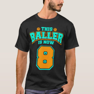 8:e födelsedag för basket 8 år gammal t shirt