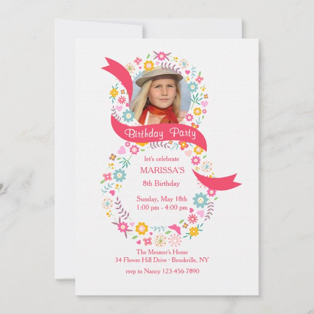 8:e födelsedag - fotoinbjudan inbjudningar (Framsida)