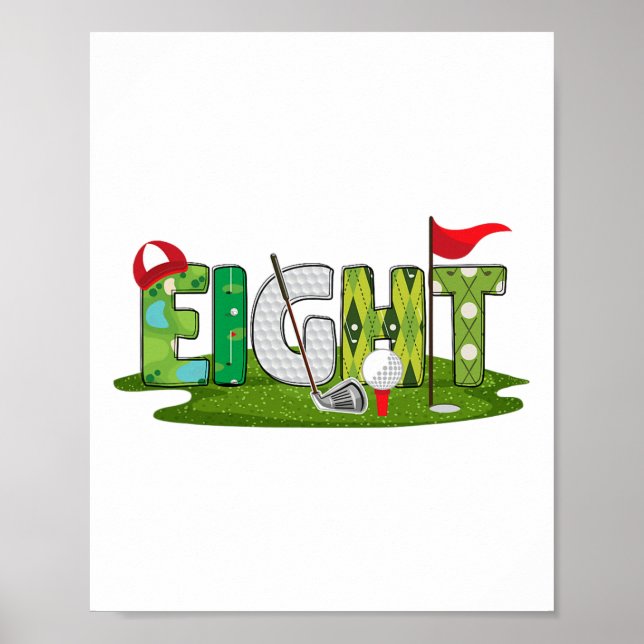 8:e födelsedag Golf-tema 8 Åldersport Poster (Framsidan)
