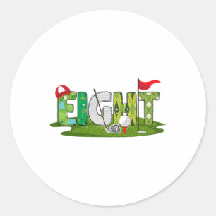 8:e födelsedag Golf-tema 8 Åldersport Runt Klistermärke