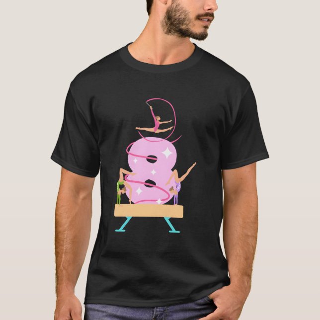 8:e födelsedag Gymnastics Girl ÅÅtta år Gymnas T Shirt (Framsida)