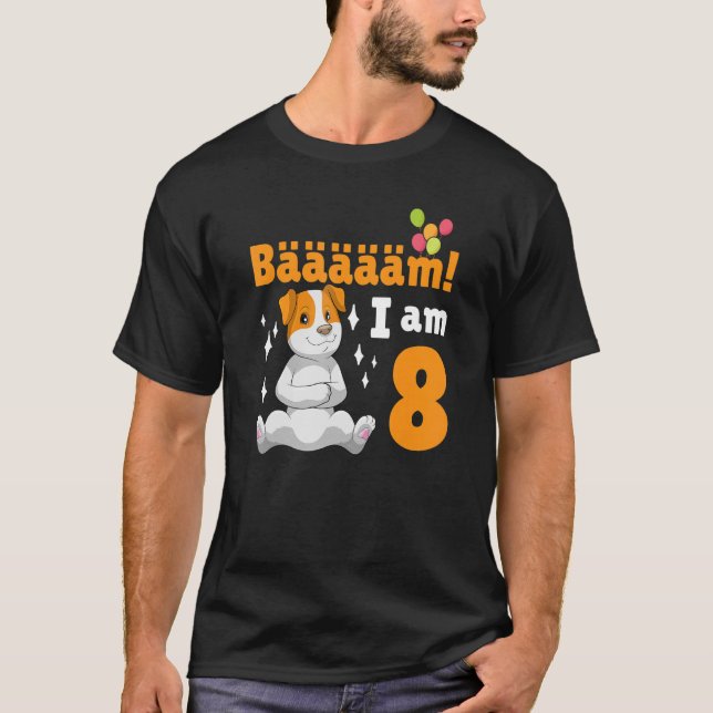 8:e födelsedag Hund, Födelsedagsfest 8 Ålder T Shirt (Framsida)