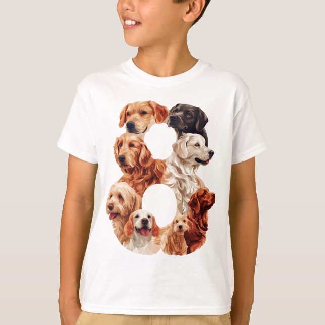 8:e födelsedag Hund, tre ÅR gammal barnpojke T Shirt (Framsida)