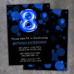 8:e födelsedag: Kids Blue Boy Party Inbjudningar<br><div class="desc">8: e födelsedag barn pojke blå party 8:e födelsedagsfest inbjudan i en 8-årig pojke med modernt skript och roligt blå fotballonger.</div>