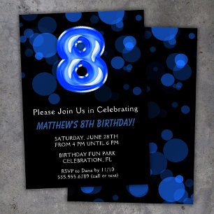 8:e födelsedag: Kids Blue Boy Party Inbjudningar