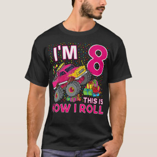8:e födelsedag Monster Lastbil Party Gift 8-årig G T Shirt