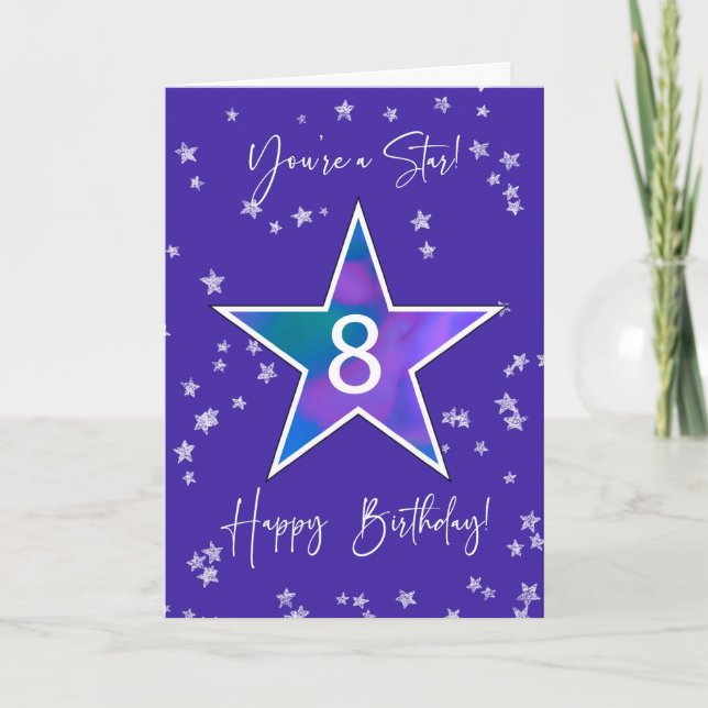 8:e födelsedag Shining Star for Tweens or Tonåring Kort (Framsida)