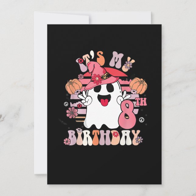 8:e födelsedag: Spooky Boo Groovy Retro 70-talet Inbjudningar (Framsida)