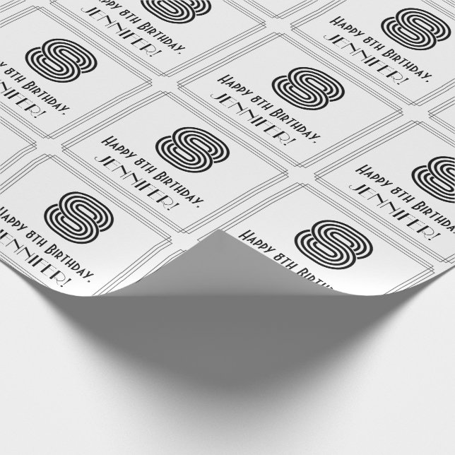 8:e födelsedagen: Art Deco Inspired Stil "8" + Nam Presentpapper (Hörn)