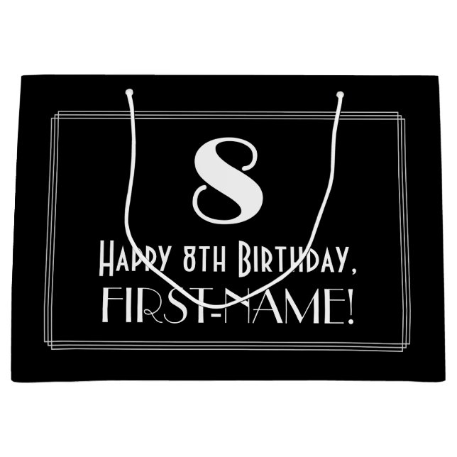 8:e födelsedagen: Art Deco Inspired Stil "8", Namn (Framsidan)