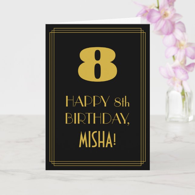 8:e födelsedagen ~ Art Deco Inspired Titta "8" & N Kort (Orkide)