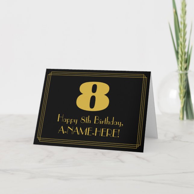 8:e födelsedagen: Art Deco Inspired Titta "8" & Na Kort (Framsida)