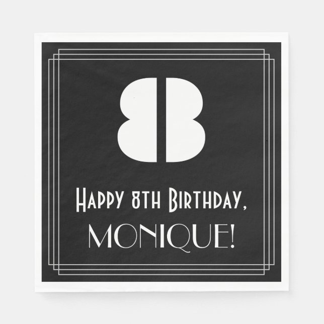 8:e födelsedagen: Art Deco Inspired Titta "8" + Na Pappersservett (Framsidan)